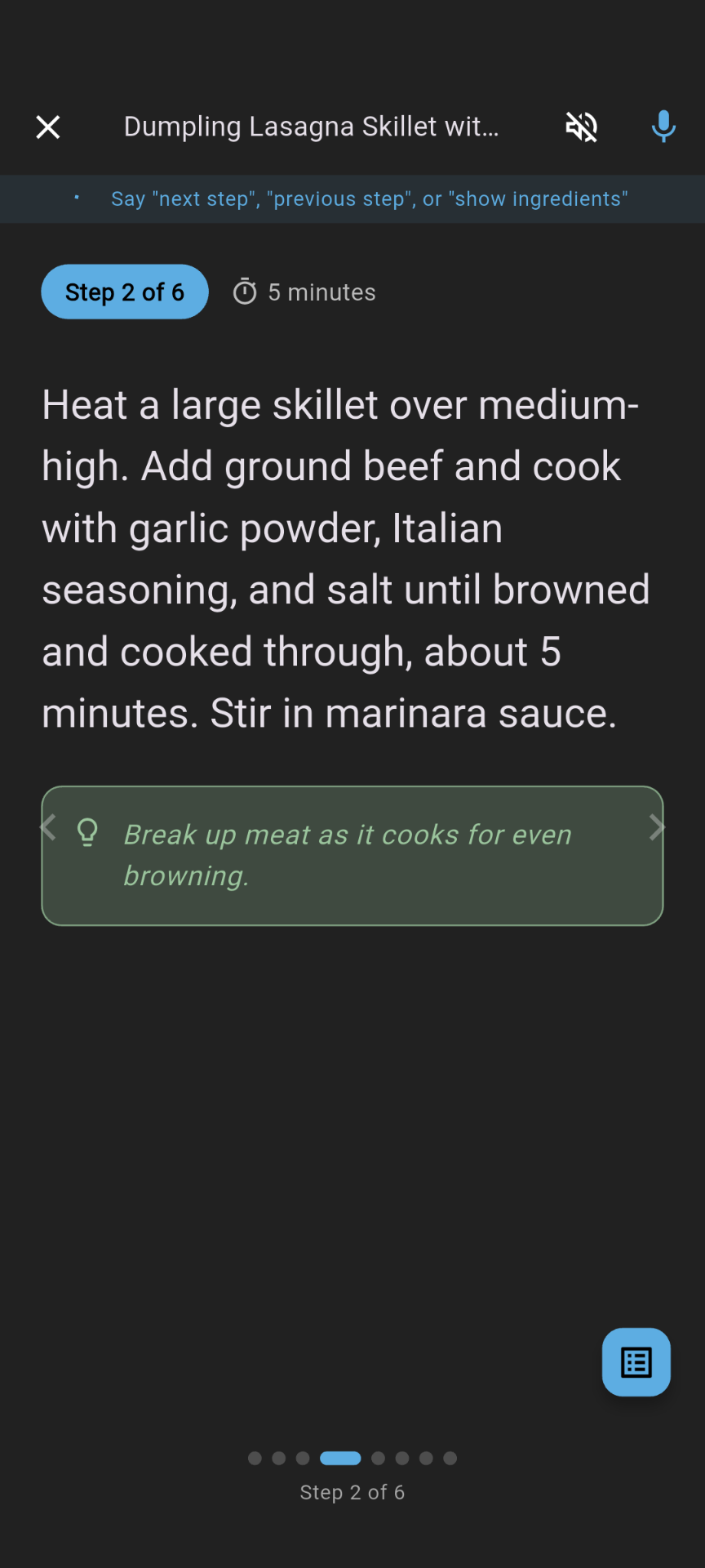 Hands-Free Cooking Mode